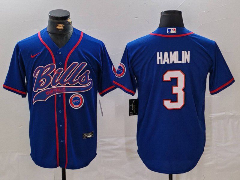 Men Buffalo Bills #3 Hamlin Blue Joint Name 2024 Nike Limited NFL Jersey style 1